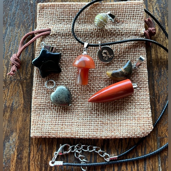 Hand Crafted Jewelry - Crystals for Leo! Orange Aventurine Pyrite Onyx Peridot Tigers Eye Red Jasper